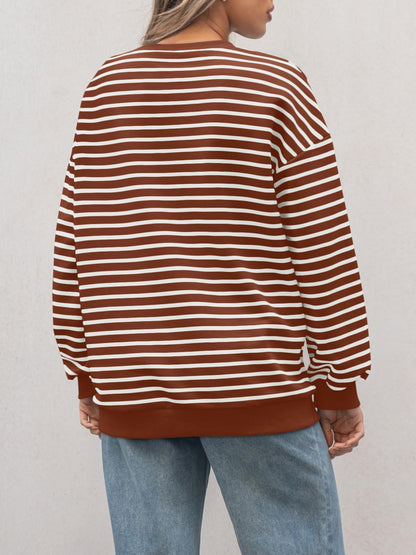 Striped Loose Color Block Casual Sweatshirt