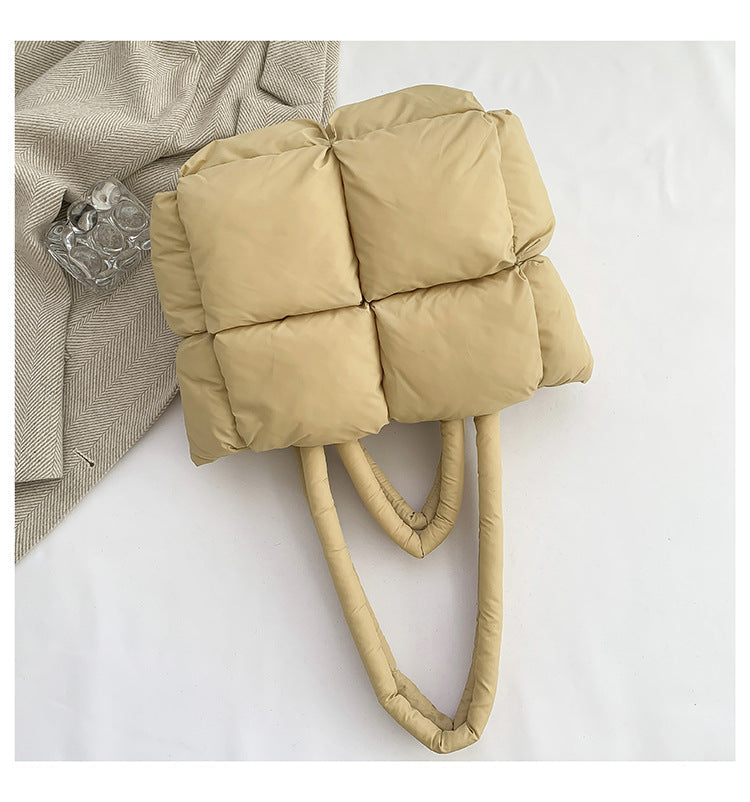 Simple Puffer Tote Bag Solid Color Soft Handbag