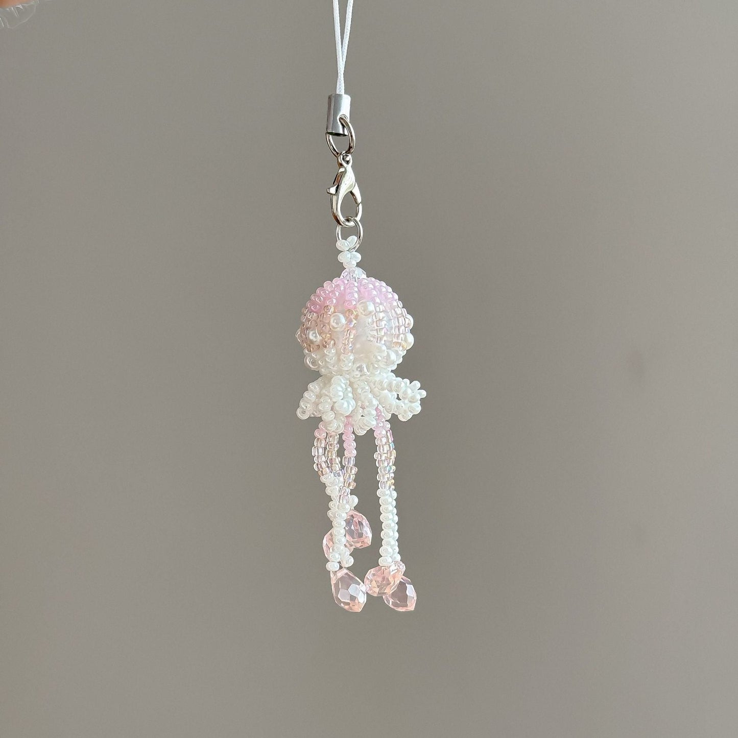 Handmade Jellyfish Beaded Tassel Keychain Bag Charm