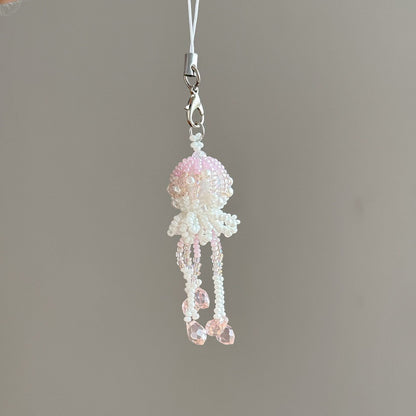 Handmade Jellyfish Beaded Tassel Keychain Bag Charm