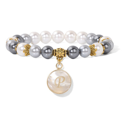 Letter Shell Pendant Pearl Beaded Bracelets