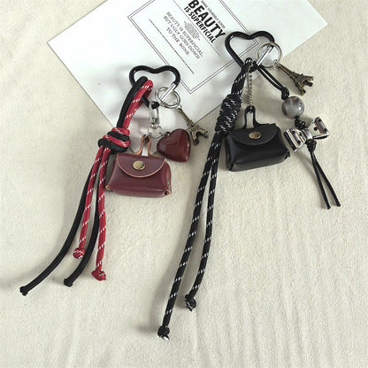 Mini Leather Bag Braided Keychain Charms