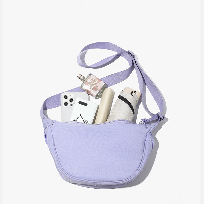Solid Color Portable Nylon Shoulder Bag