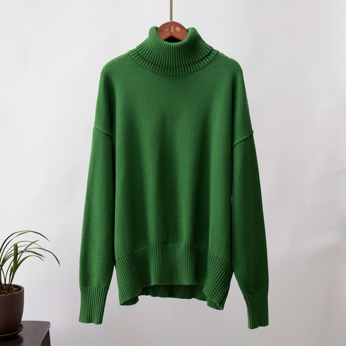 High Collar Loose Solid Color Sweater