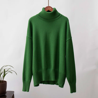 High Collar Loose Solid Color Sweater