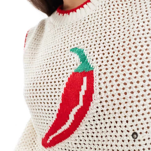 Casual Hollow Out Loose Sleeveless Knit Vest