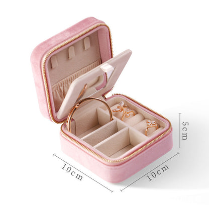 Plush Solid Color Travel Jewelry Case