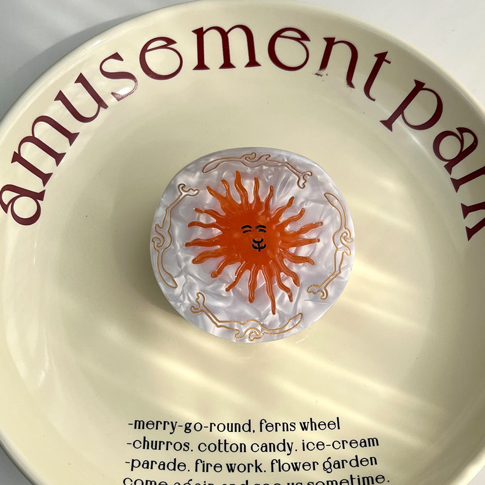 Sun Flower Round Acetate Claw Clip