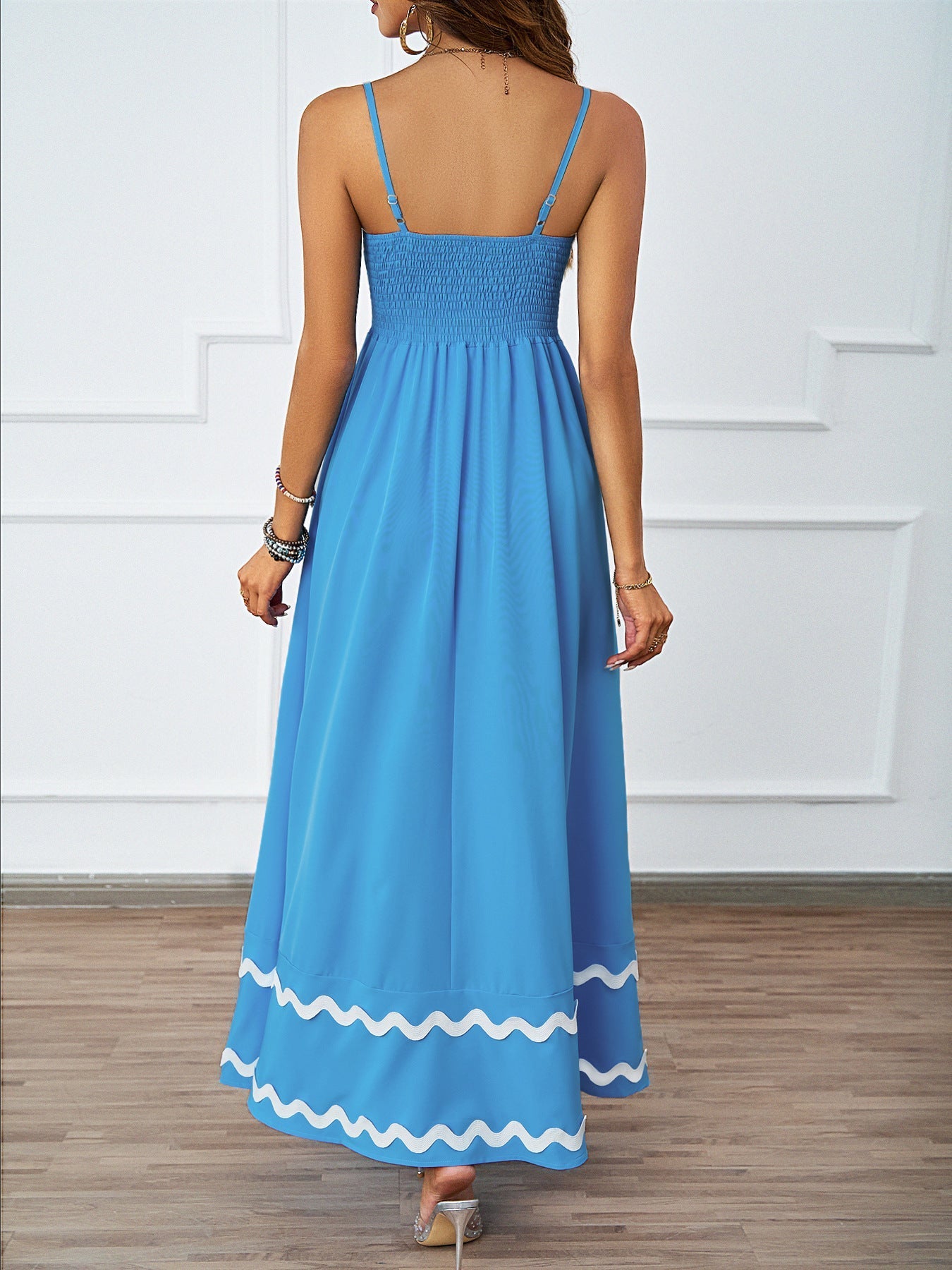 Ruffle Sleeveless Spaghetti Maxi Dress