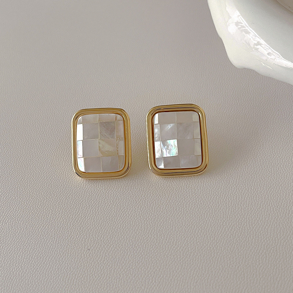 Elegant Geometric Natural Shell Stud Earrings