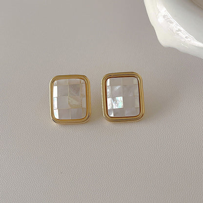Elegant Geometric Natural Shell Stud Earrings