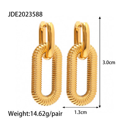 Gold Plated Stainless Steel Chain Hoop Earrings