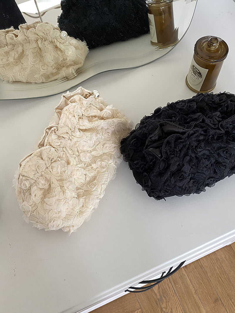 Flower Lace Pearl Cosmetic Bag