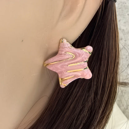 Luxury Star Handmade Drip Glaze Stud Earrings