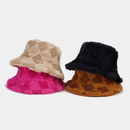 Solid Color Simple Diamond Checker Bucket Hats