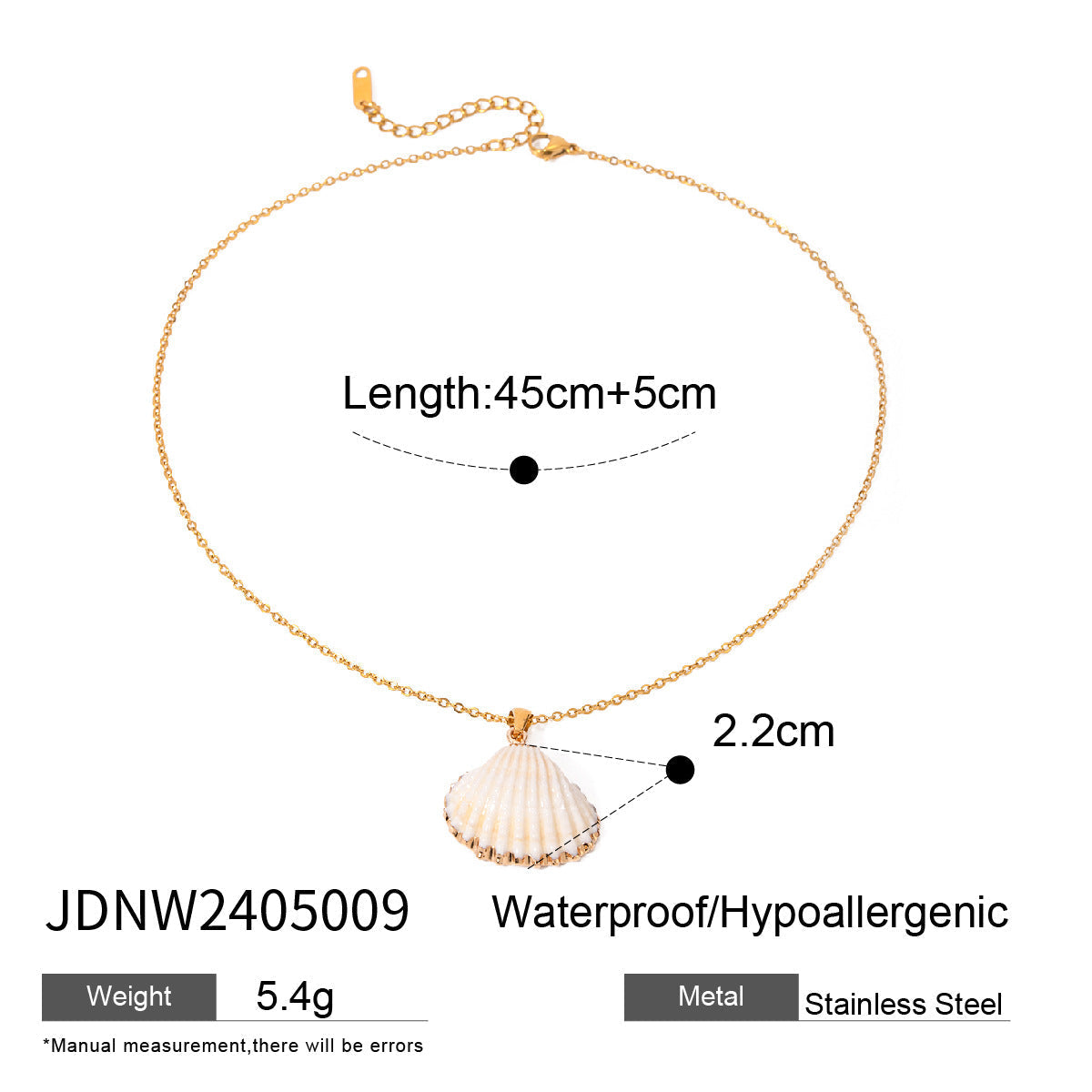 White Conch Pendant Fine Chain Necklace