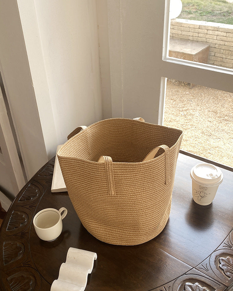 Cute Large Bucket Woven Bag