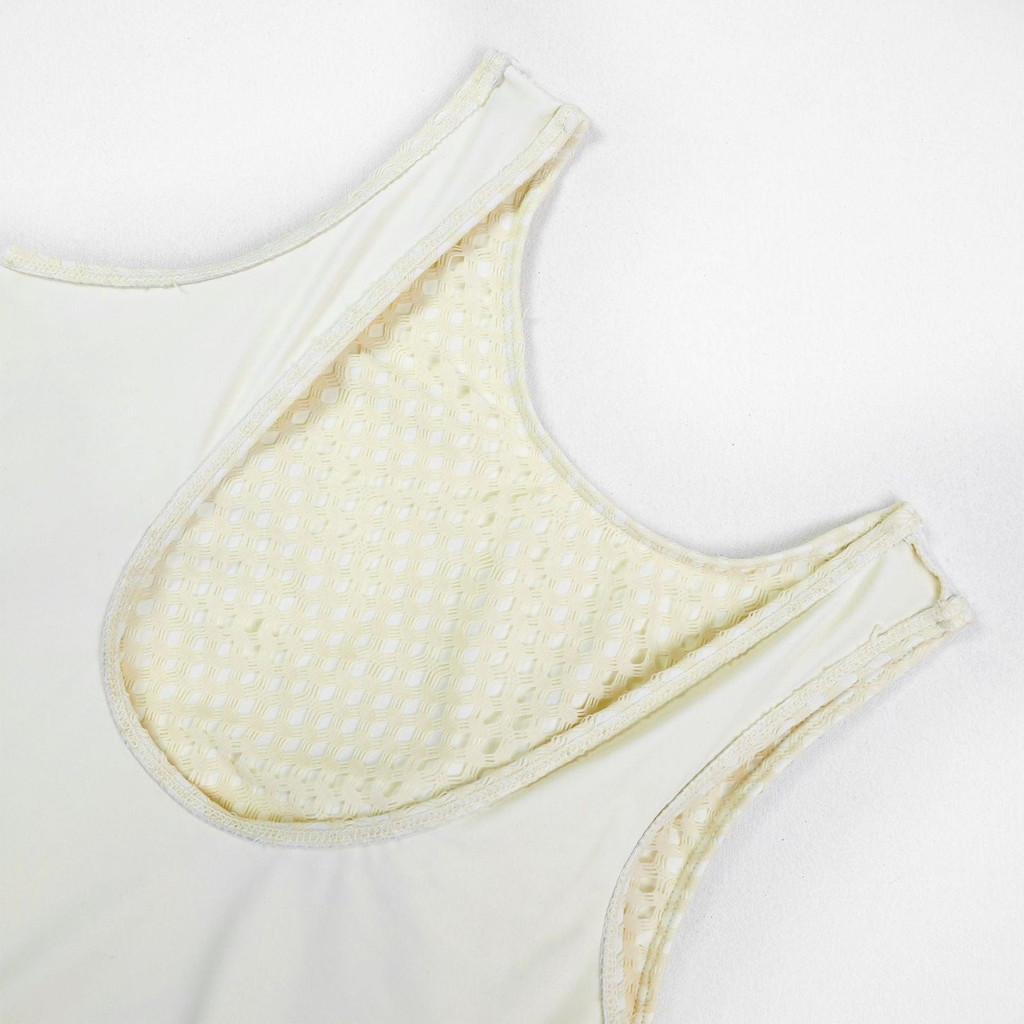 Sexy Bikini One- Piece With Mesh Coverup