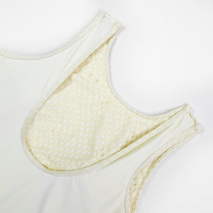 Sexy Bikini One- Piece With Mesh Coverup