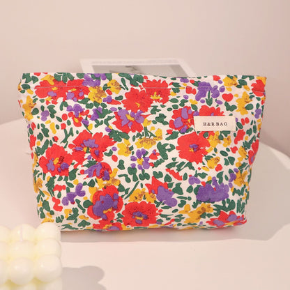 Simple Colorful Floral Print Cosmetic Bag