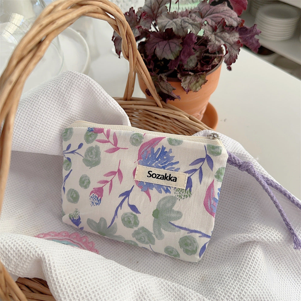Simple Flower Print Mini Make Up Bag