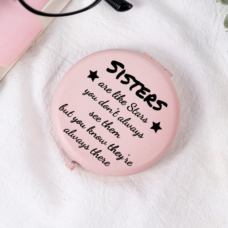 Pink Print Mini Foldable Makeup Mirror
