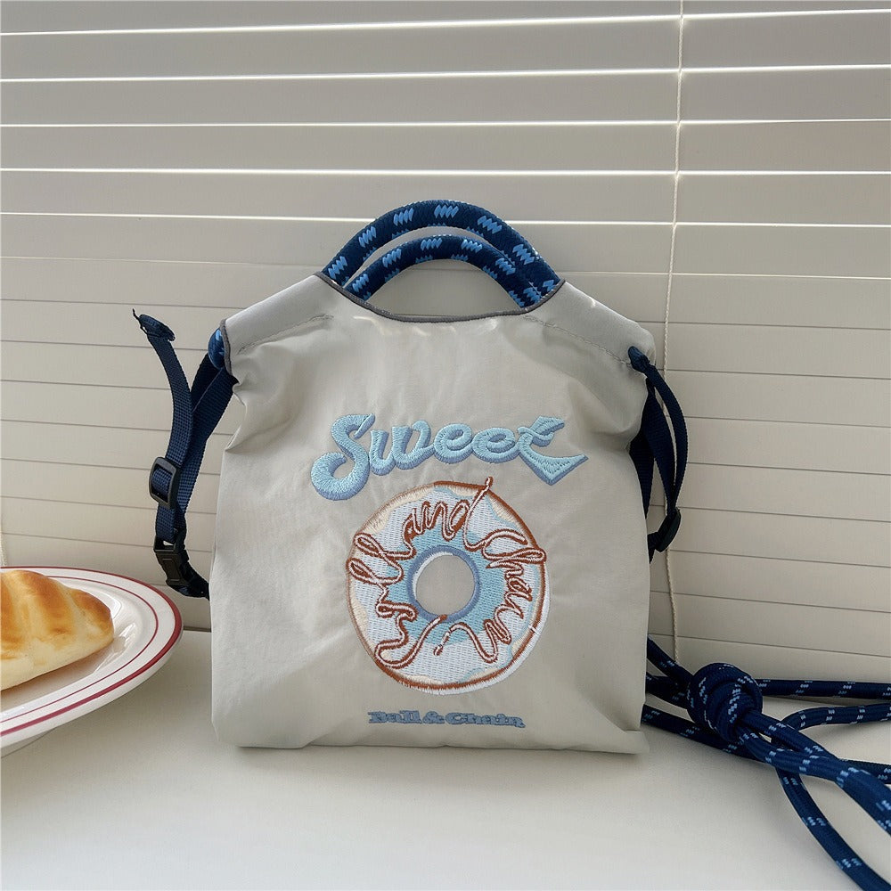 Mini Embrodered Nylon Shopping Shoulder Bag