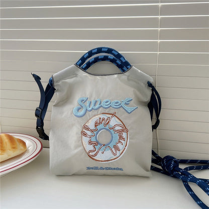Mini Embrodered Nylon Shopping Shoulder Bag