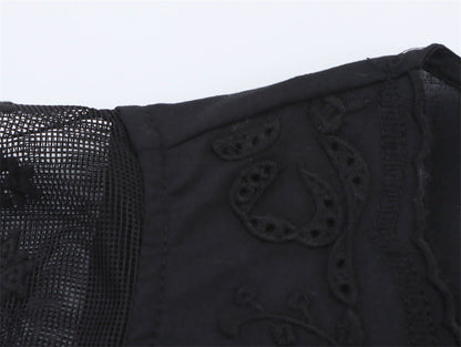 Casual Sleeveless Embroidered Tie Front Top