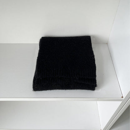 Soft Wool Solid Color Ribbed Winter Scarf