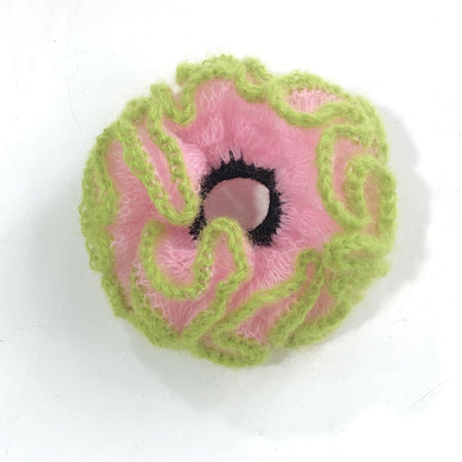 Fuzzy Color Block Handmade Ruffle Scrunchies