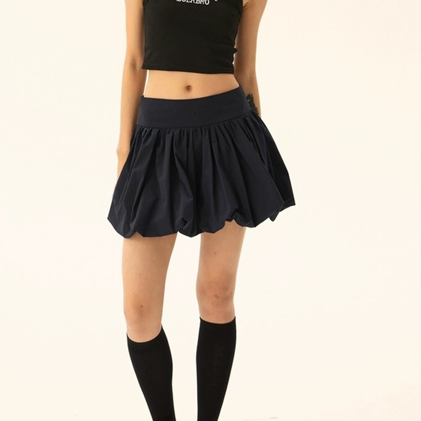 Sweet Solid Color Hem Puff Mini Skirts