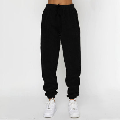 Solid Color Corduroy Casual Pullover Set