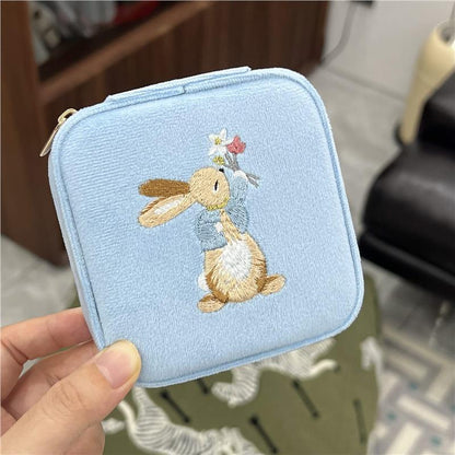 Portable Cute Embroidered Travel Jewelry Case