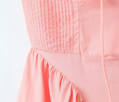 Casual Solid Color Pleated Halte Maxi Dress