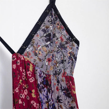 Casual Printed Spaghetti Strap Maxi Dress