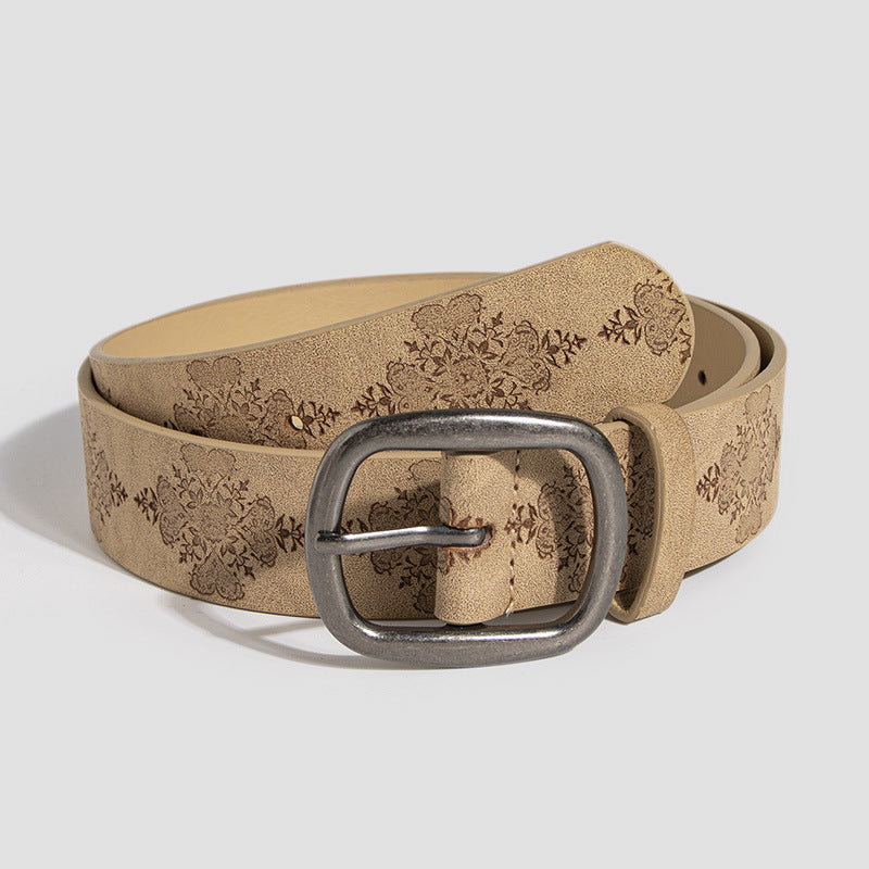 Vintage Flower Print Simple Belt