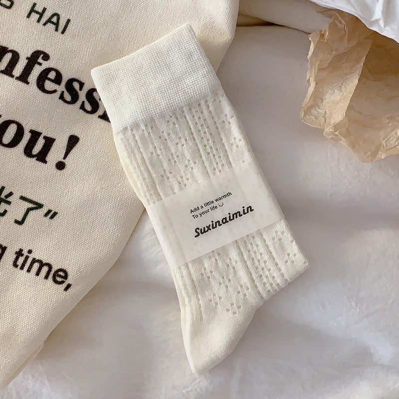 Solid Color Mesh Breathable Thin Socks