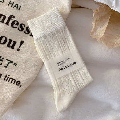 Solid Color Mesh Breathable Thin Socks