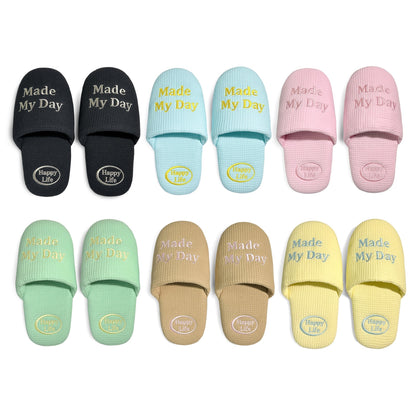 Soft Letter Embroidered Waffle Indoor Slippers