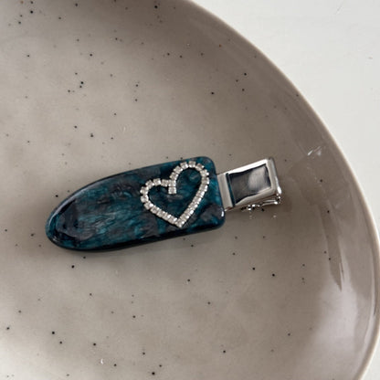 Cute Rhinestone Heart Acetate Hair Clip
