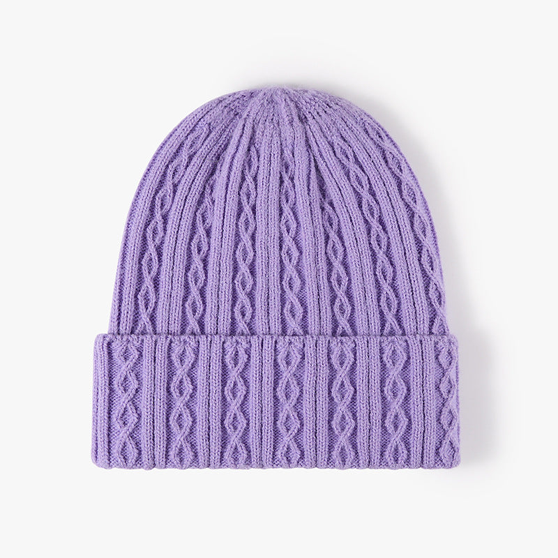Solid Color Twist Snug Knit Beanie