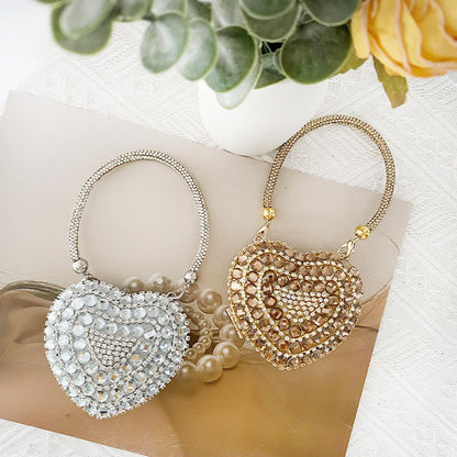 Love Shaped Mini Rhinestone Chain Party Handbag