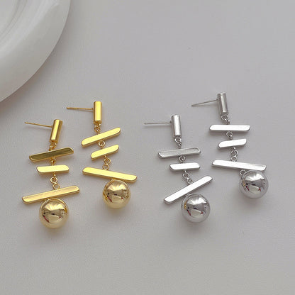 Long Metal Ball Tassel Drop Earrings