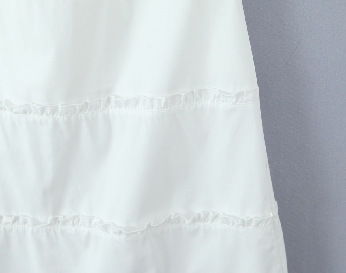 White Sweet Flounce Sleeveless Top Skirt Set