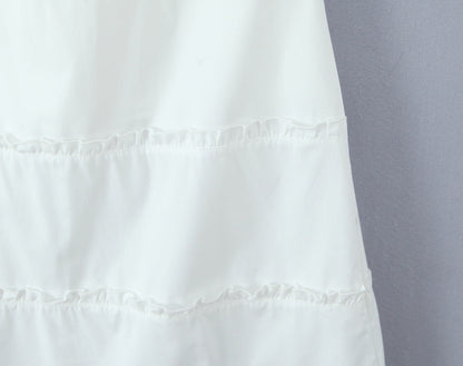 White Sweet Flounce Sleeveless Top Skirt Set