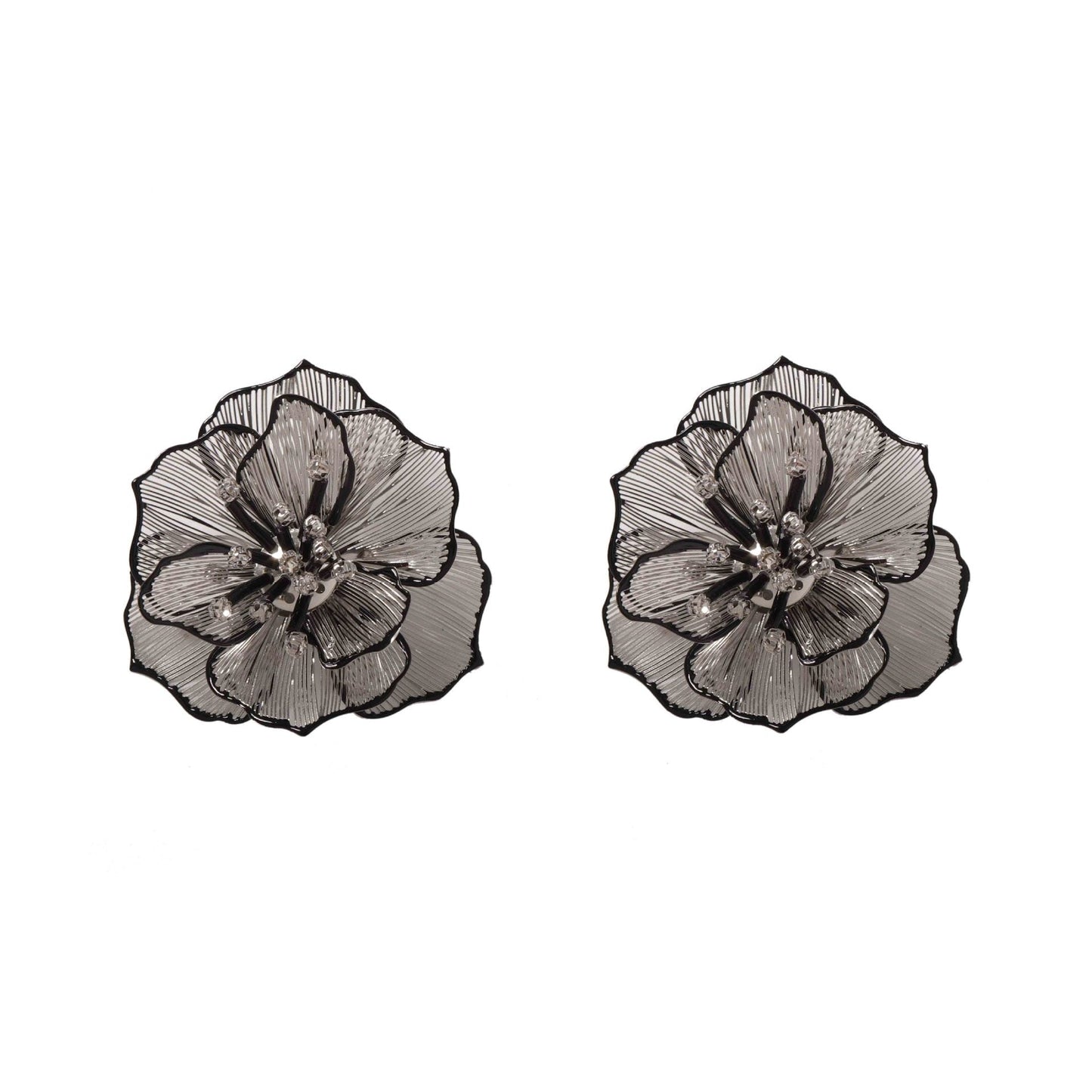 Trendy Geometric Hollow Out Flower Stud Earrings
