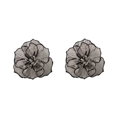 Trendy Geometric Hollow Out Flower Stud Earrings