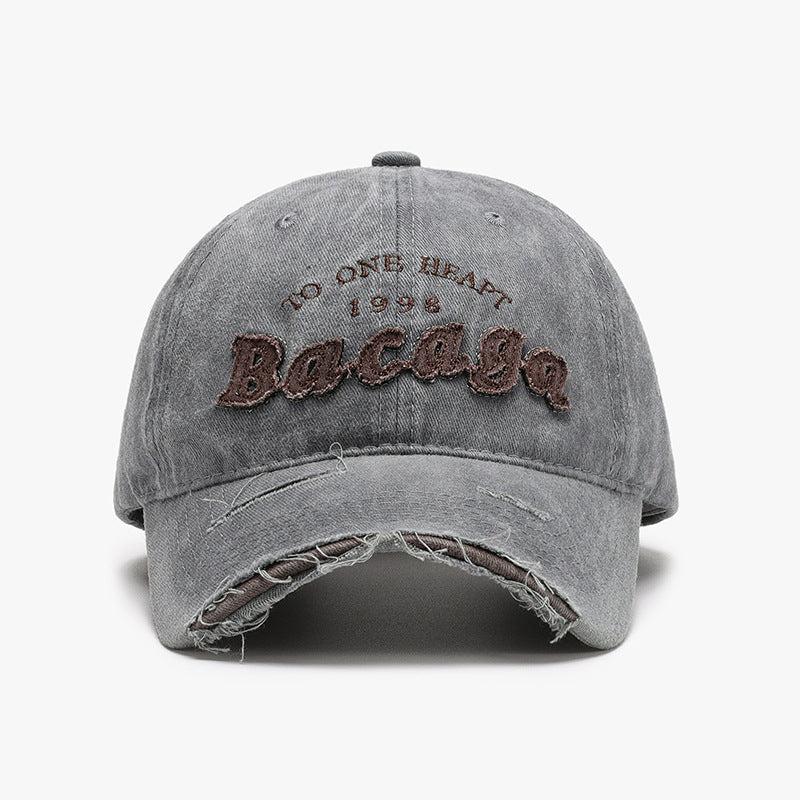 Distressed Washed Letter Embroidered Baseball Cap