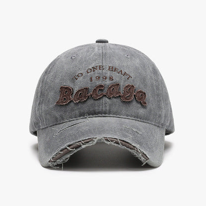 Distressed Washed Letter Embroidered Baseball Cap